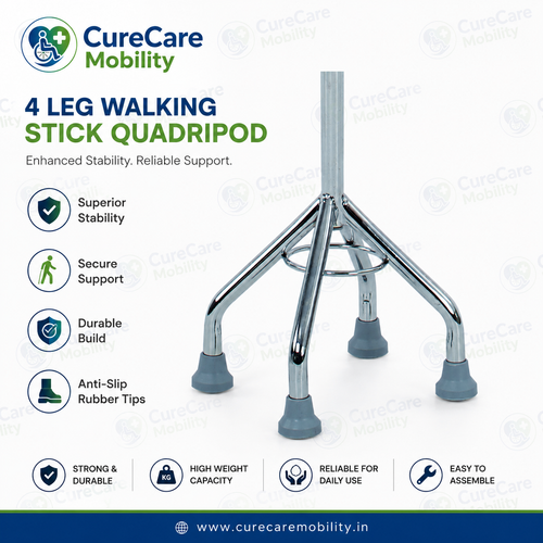 Adjustable Quadripod Walking Stick | 4 Leg Aluminium Walking Cane