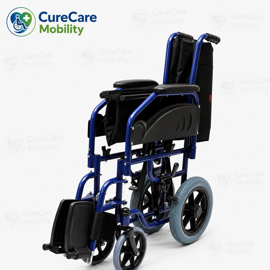 Foldable Wheelchair with Removable Arm & Foot Rest | Lightweight Transport Wheelchair