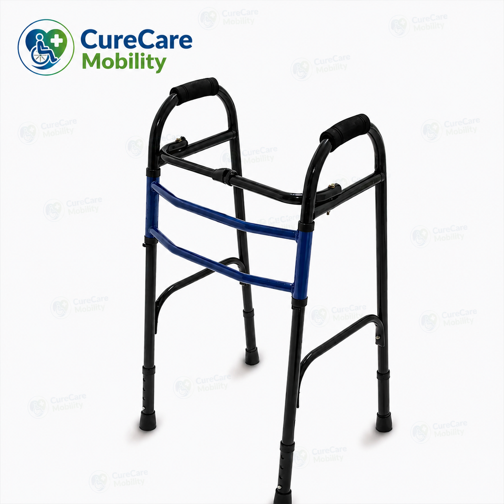 Basic Foldable Powder Coated Walker with Adjustable Height