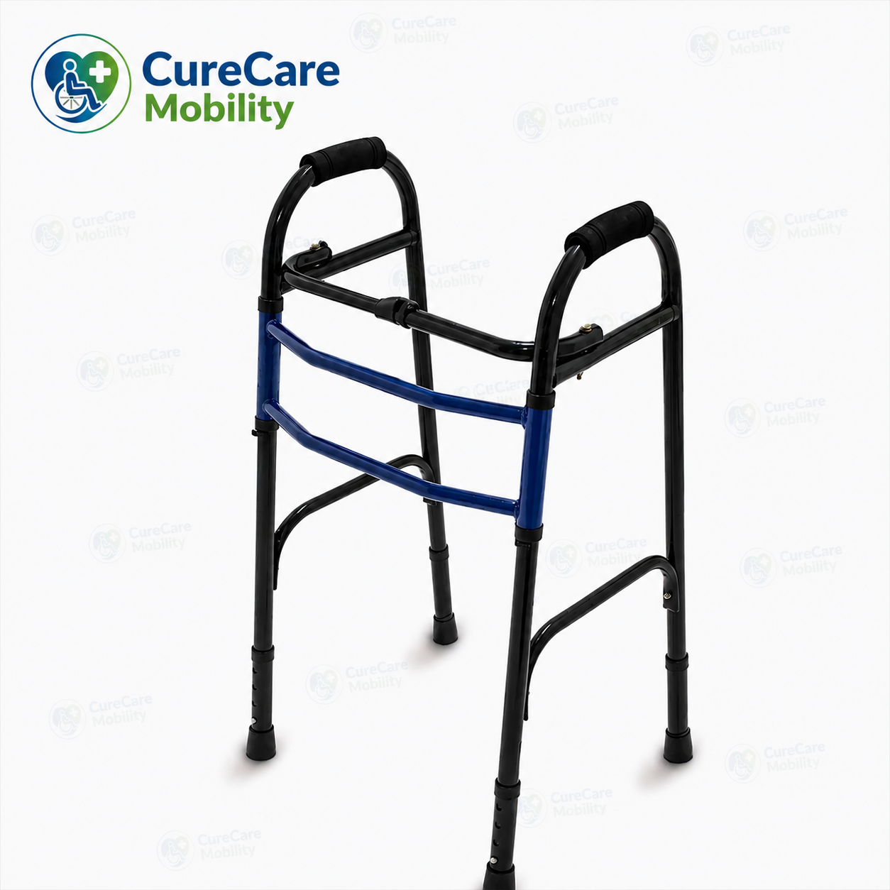 Basic Foldable Powder Coated Walker with Adjustable Height