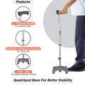 Vissco L-Shape Quadripod Walking Stick | Aluminium 4 Leg Walking Stick