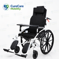 Reclining Commode Wheelchair with U Cut Seat, Food Tray & Adjustable Leg Support
