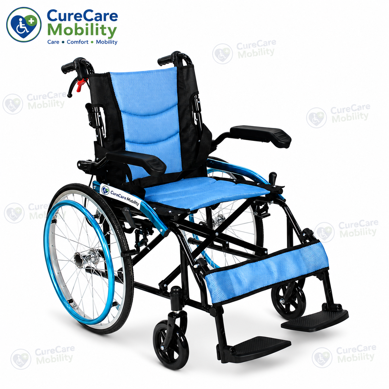 Travel Wheelchair with Attendant Brake | Foldable | Flip-Up Armrest & Footrest