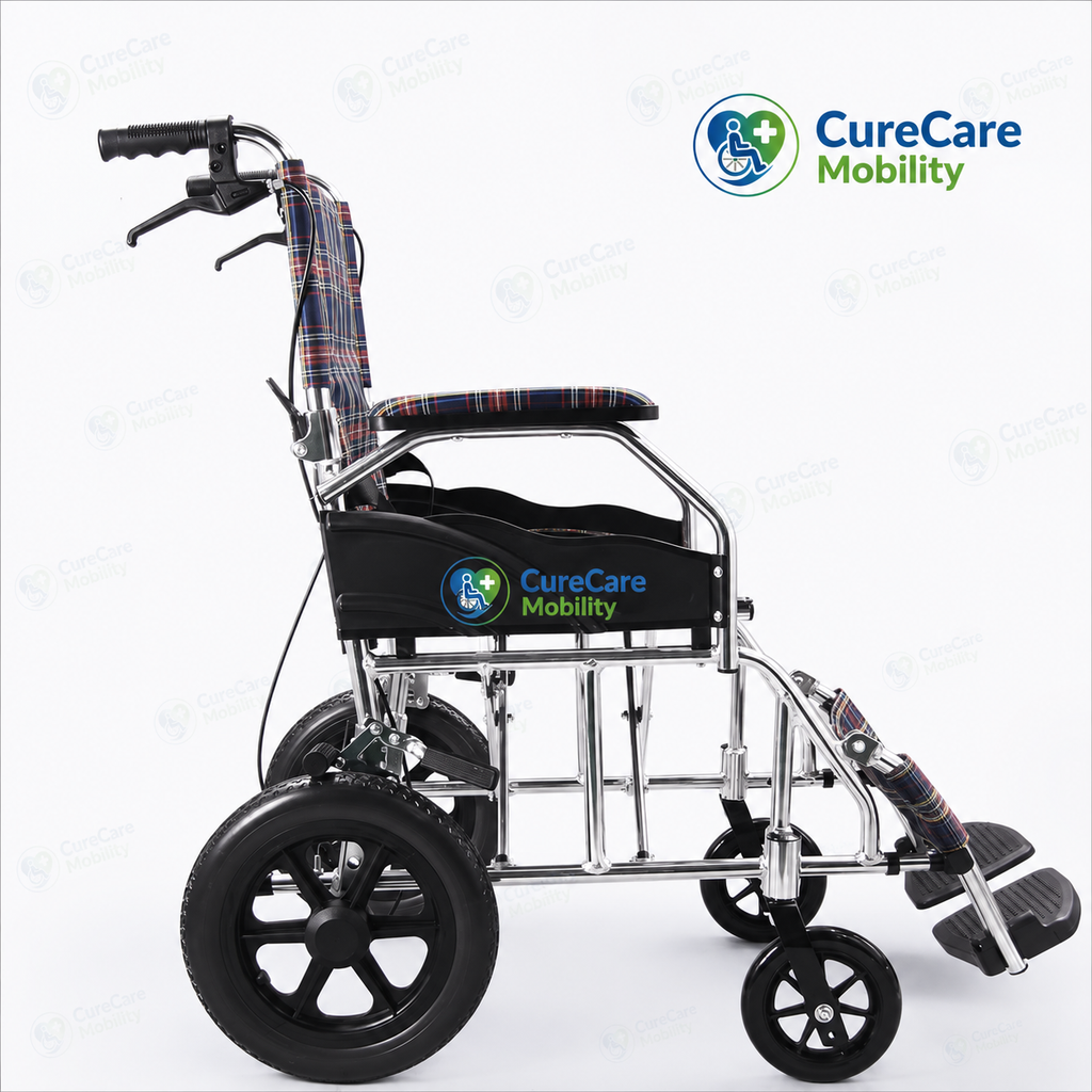Lightweight Foldable Aluminium Attendant Wheelchair with Hand Brakes