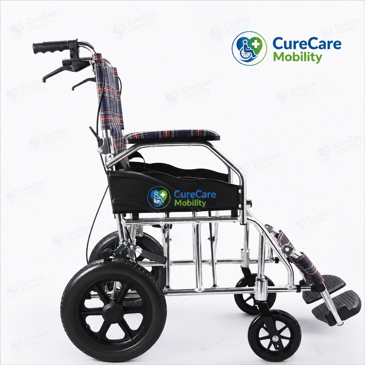 Lightweight Foldable Aluminium Attendant Wheelchair with Hand Brakes