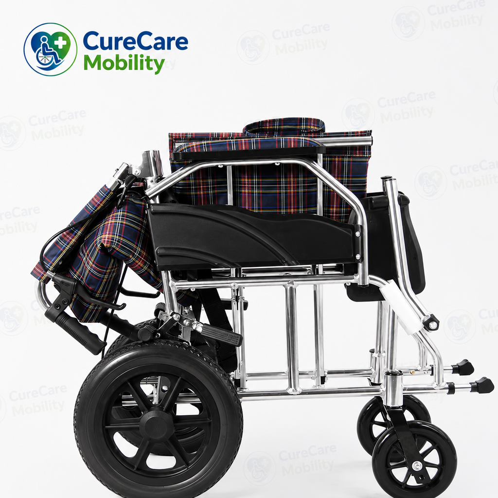 Lightweight Foldable Aluminium Attendant Wheelchair with Hand Brakes