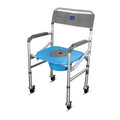 3-in-1 Foldable Commode Shower Chair with Castors | Height Adjustable Bath & Toilet Chair