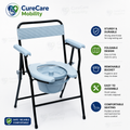 Foldable U-Cut Commode Chair with Removable Bucket | Portable Toilet Chair for Elderly & Patients