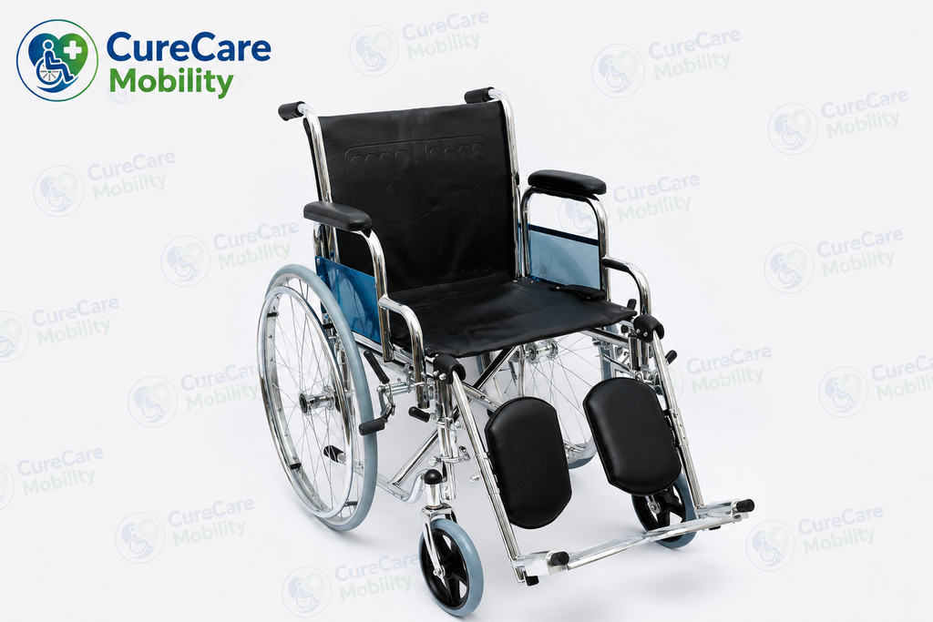 Orthopaedic Foldable Wheelchair with Detachable Armrest & Elevating Leg Rest