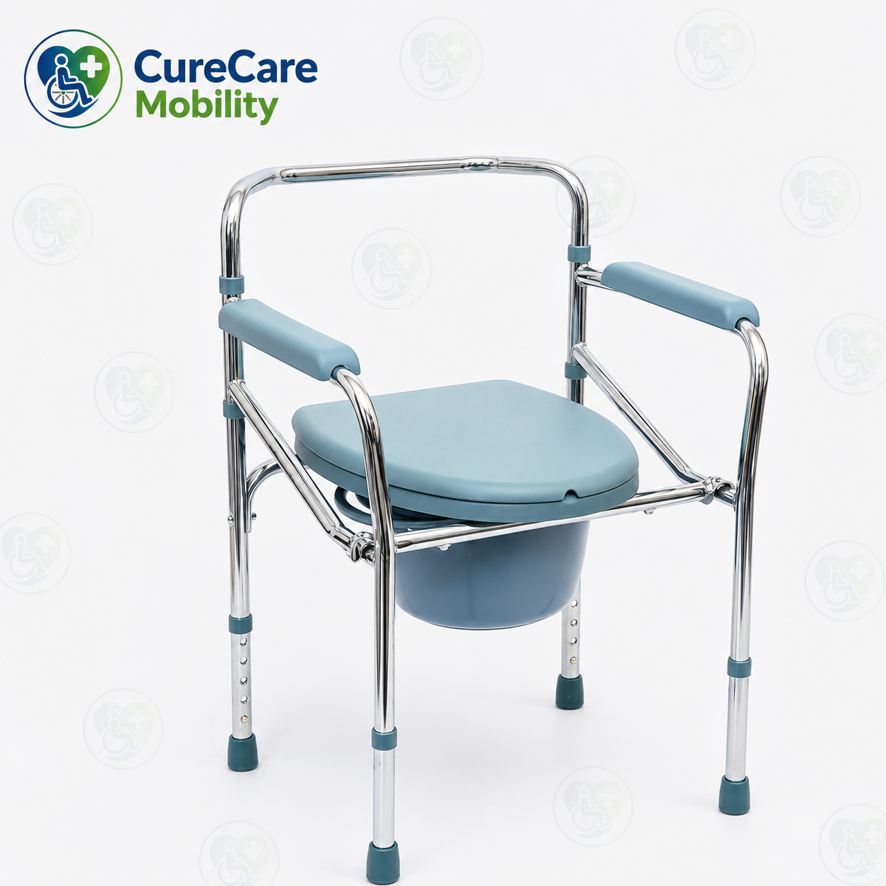 Height Adjustable Multipurpose Portable Commode Chair | Foldable Toilet Safety Chair with Bucket