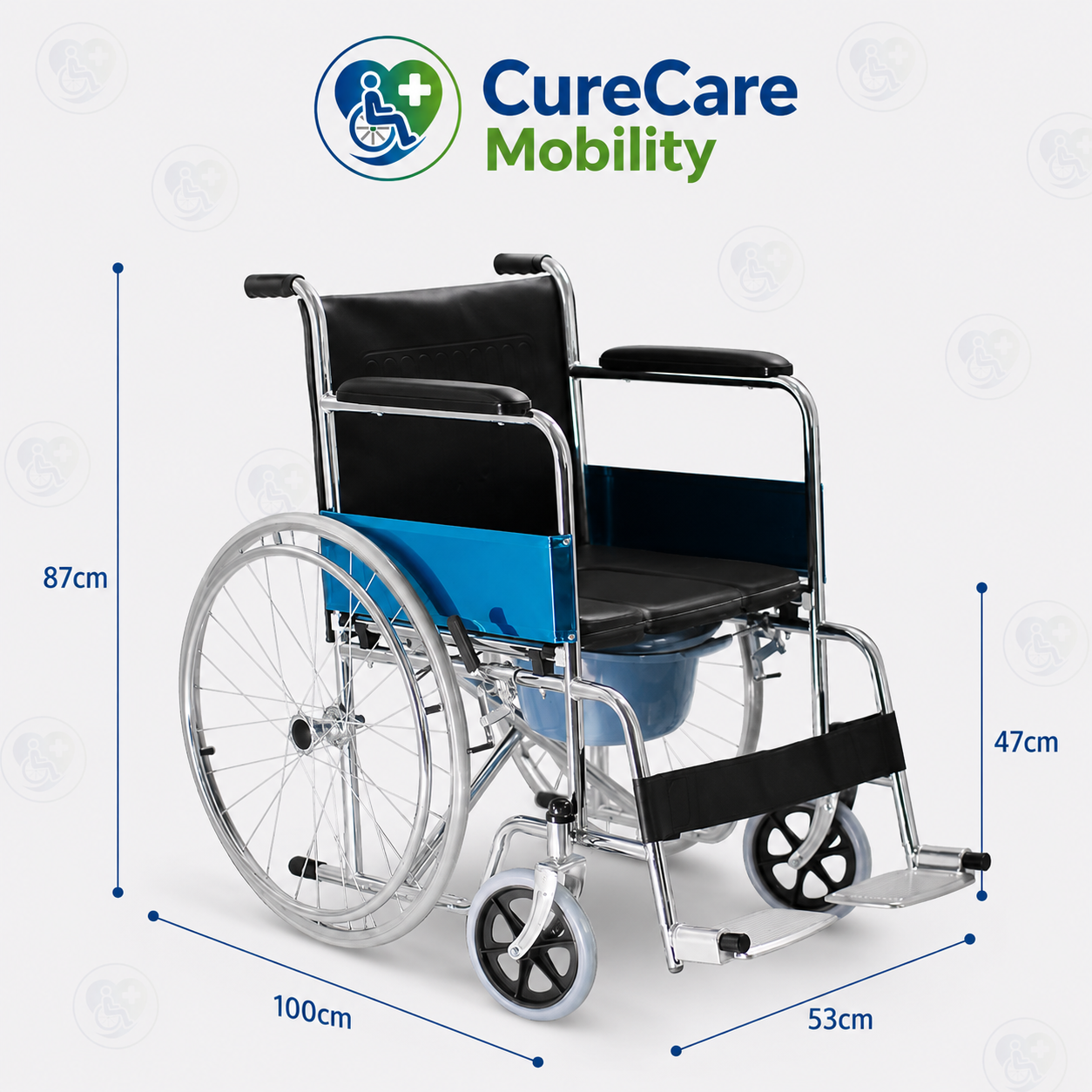U-Cut Foldable Commode Wheelchair | Self Propelled Wheelchair with Removable Commode Bucket