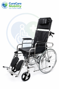 Reclining U Cut Commode Wheelchair
180° Reclining | U Cut Seat | Detachable Armrest & Legrest