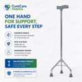 Adjustable Tripod Base Walking Stick | 3 Leg Aluminium Walking Cane