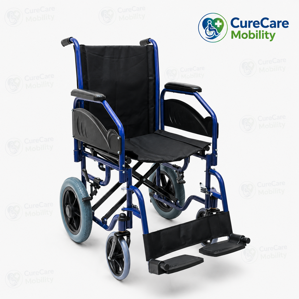 Foldable Wheelchair with Removable Arm & Foot Rest | Lightweight Transport Wheelchair