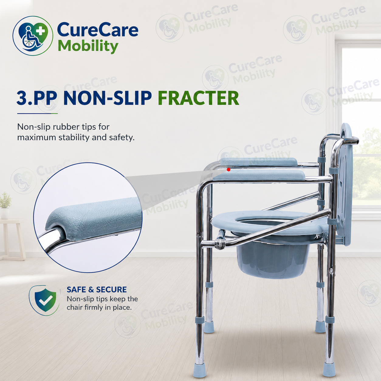 Height Adjustable Multipurpose Portable Commode Chair | Foldable Toilet Safety Chair with Bucket